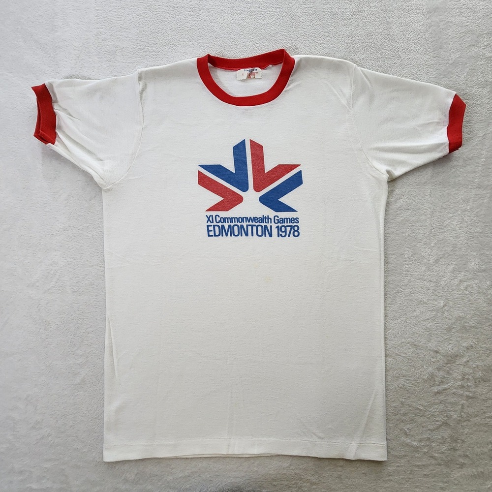 Commonwealth Games Edmonton 1978 Ringer T-Shirt Mens XL Single Stitch Stanfield